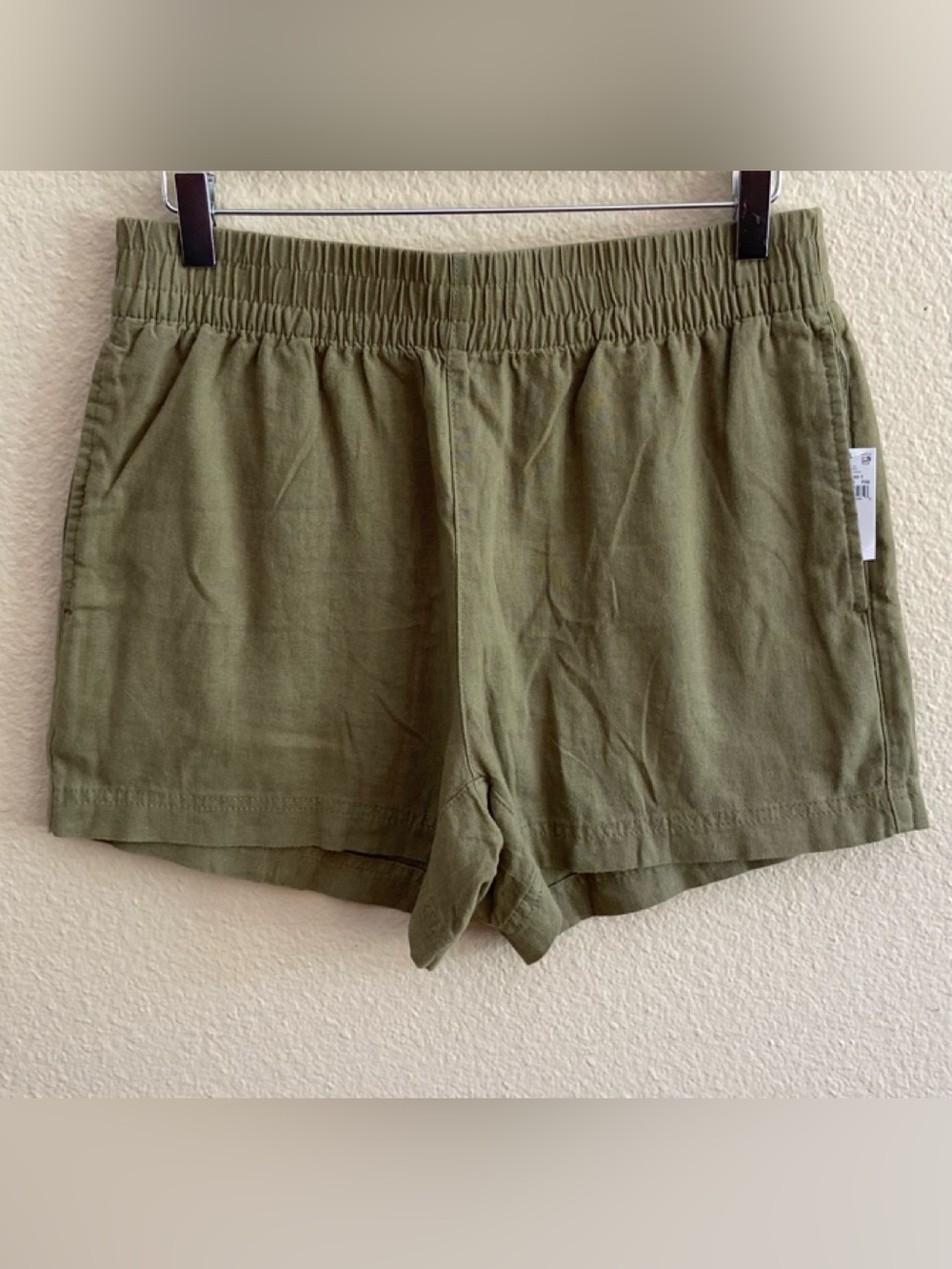 Shorts - Old Navy - High-Waisted - Linen-Blend - Pull-On - Olive Green - M - NWT